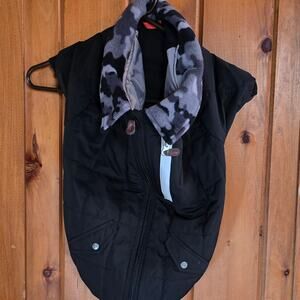 Black Quilted Dog Jacket with Camouflage Collar